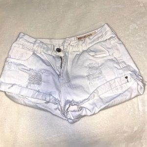 White denim shorts